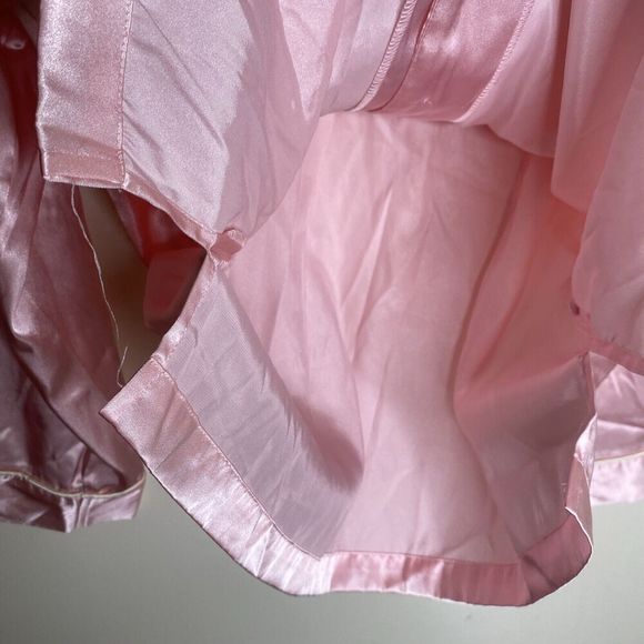 Pink K Light Pink Satin Floral Embroidered Pajama Long Sleeve Lounge Top Large - Picture 7 of 10